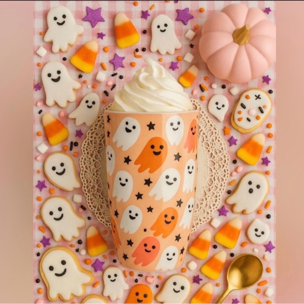 Spooky Ghost Halloween Travel Mug with Lid | Fall Tumbler Cup